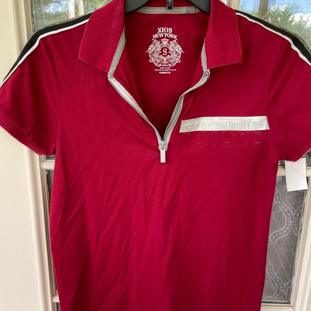 XIOS New York Size Small 🔥 Men’s Zip Polo Top Red Sport